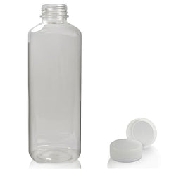 1L Square Plastic Juice and Smoothie Bottle PET - 38mm Neck with Cap
