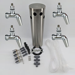 4 tap Stainless Steel Beer Tower Kit WITH TAPS and disconnects